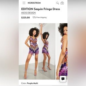 EDITION Sequin Fringe Dress by ASOS Design Size 8